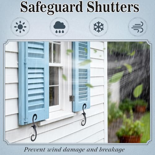 6-Pack 6.3 Inch S-Style Shutter Dogs - Decorative Metal Tieback Hardware