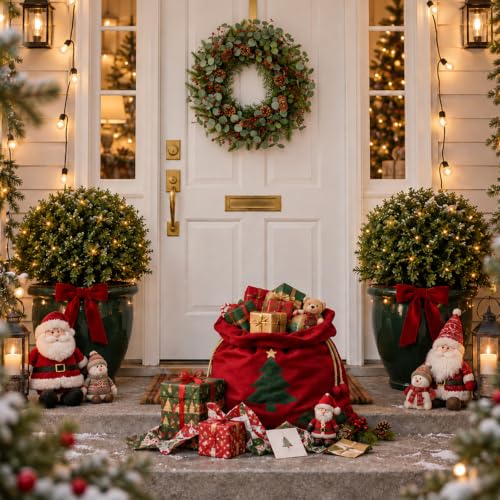 24-Inch Christmas Wreath with Red Berries, Pine Cones & Eucalyptus for Front Door & Holiday Decor