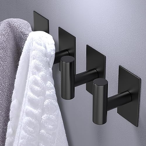 VAEHOLD Heavy Duty Adhesive Towel Hooks - Waterproof Stainless Steel Wall Mount 4 Pack