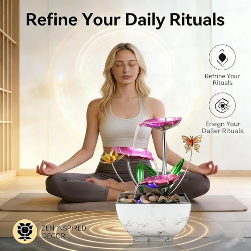 Zen Lotus Tabletop Water Fountain - Indoor Desktop Waterfall