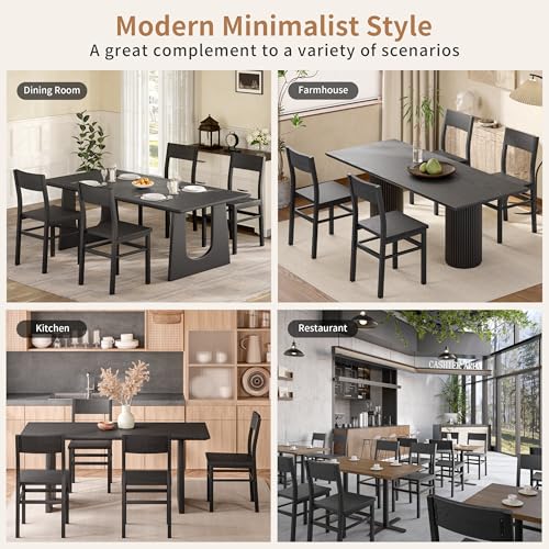 MECHYIN Black Dining Chairs Set of 4 - Farmhouse Kitchen Room Chairs, Sturdy & Ergonomic