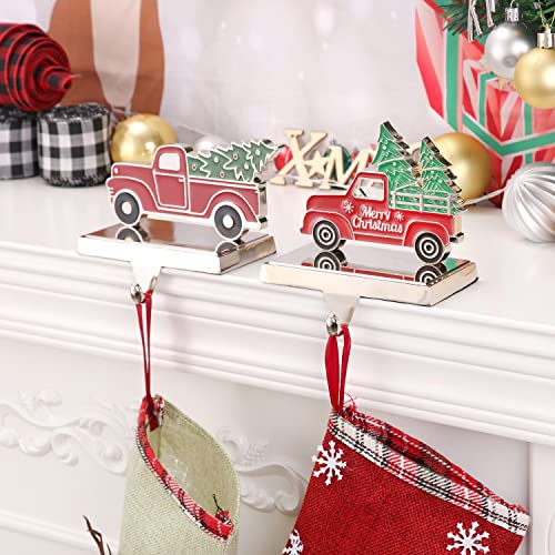 WAYTOSUC N-Truck 2 Pack Christmas Truck Stocking Hangers - Mantel/Window/Table Hooks