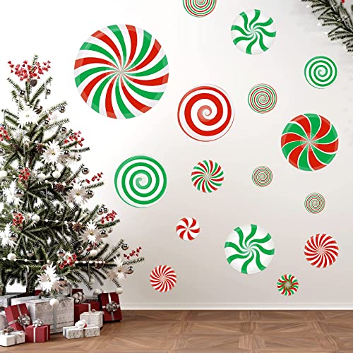 126 Pcs Christmas Candy Wall Decals - Red & Green Self-Adhesive Floor & Wall Stickers Set