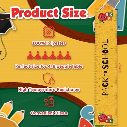 Back to School Table Runner, 13.8 x 73 Inch Polyester Classroom Party Decor