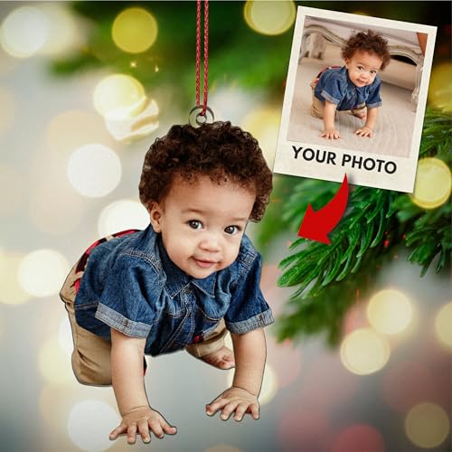 Custom Photo Christmas Ornament, Personalized Double-Sided Acrylic Keepsake