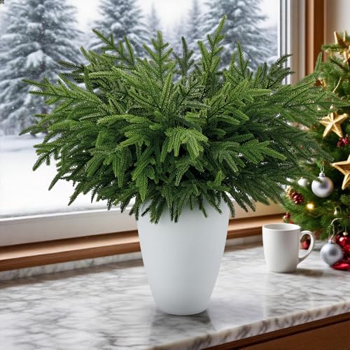 HIKISS 16-Pack 24-Inch Artificial Norfolk Pine Branches for Holiday Decor