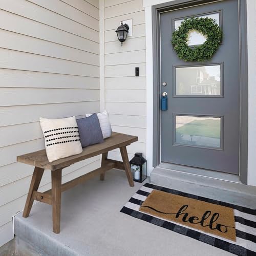 47-Inch Solid Wood Farmhouse Entryway Bench, Rustic Dining Room Seating