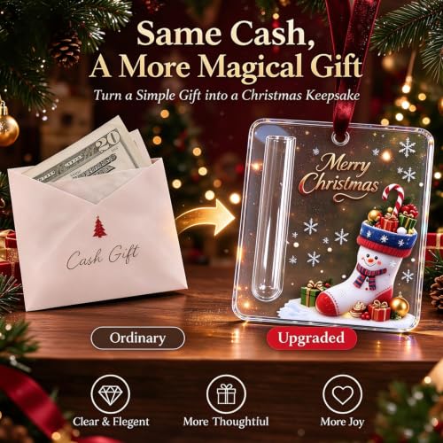 6 Pack Christmas Cash Gift Holder Ornaments for Holiday Decor