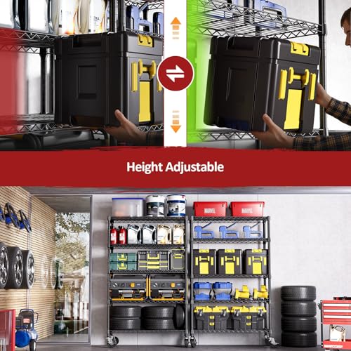 5-Tier Heavy Duty Steel Wire Shelving Unit with Wheels, 1750 lbs Capacity