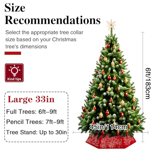 Sequin Christmas Tree Collar 33.5" Large Tree Skirt Ring - Silver Grey