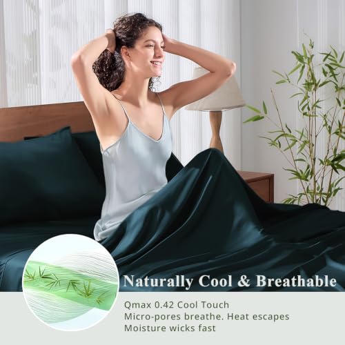 KRIMANO Navy Blue Queen Bamboo Viscose Cooling Sheet Set - 4pcs