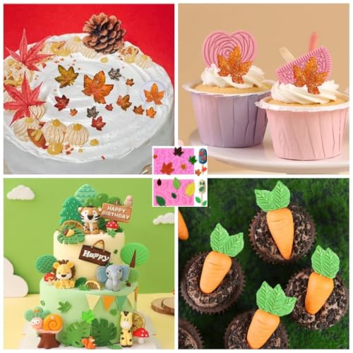 SUNKOOL 2Pcs Leaf Mold Silicone Leaves Cake & Craft Decoration