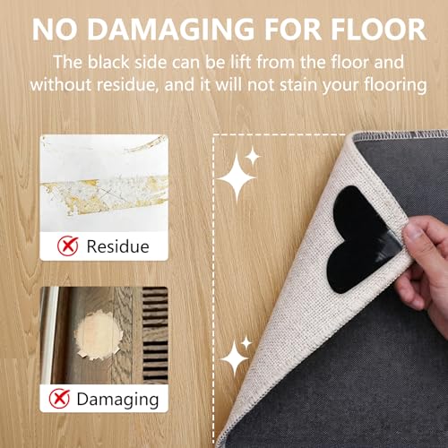 16PCS Non-Slip Rug Pad Grippers, Washable Heart-Shaped Carpet Corner Stickers