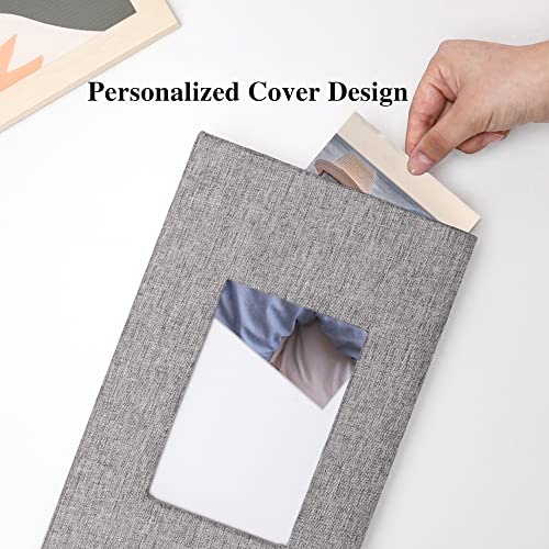 300-Pocket 4x6 Photo Album with Linen Hardcover and Display Window, Grey