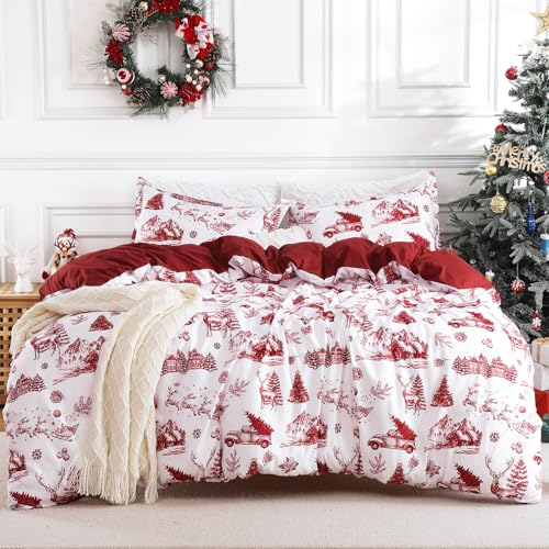 Christmas Duvet Cover King Size - Soft Microfiber Reversible Bedding