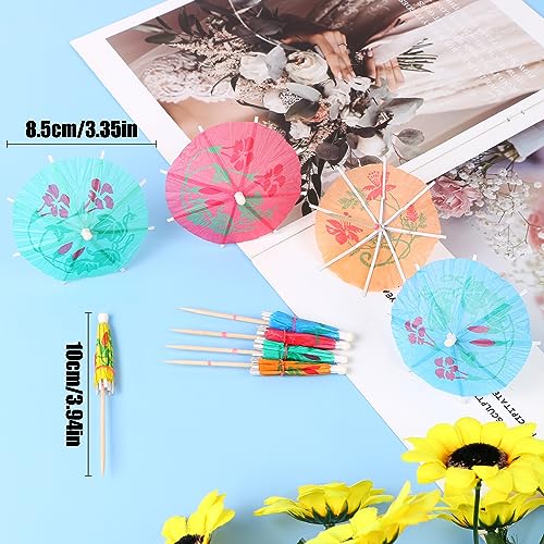 30 Pcs Colorful Cocktail Umbrellas Parasols Picks for Tropical & Party Drinks