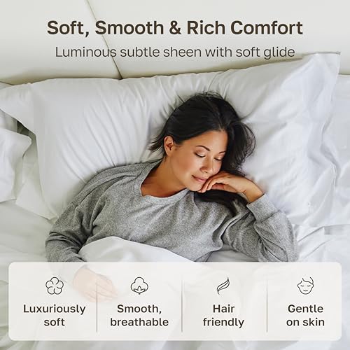 1000 Thread Count King Pillowcases, 100% Cotton Sateen Set of 2