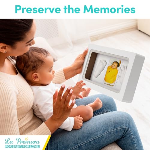 Baby Hand & Foot Casting Kit with Shadow Box Frame - 3D Plaster Mold Keepsake