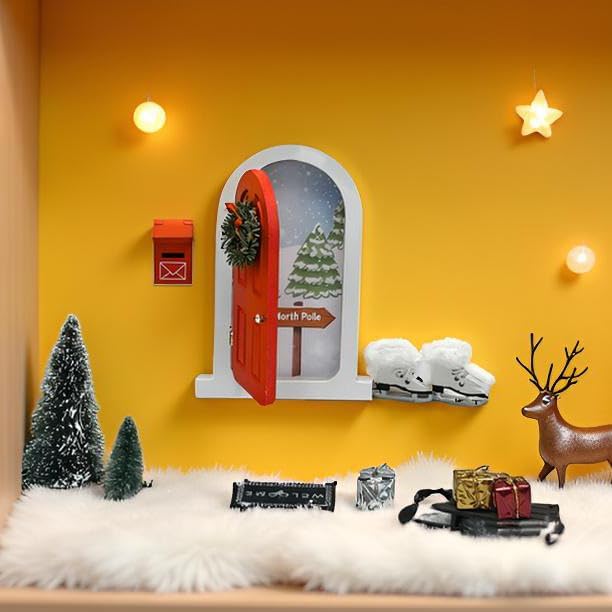 Tonttuovi Miniature Elf Door - Wooden Christmas Elf Accessories for Wall Decor | Perfect for Elf Arrival Ideas