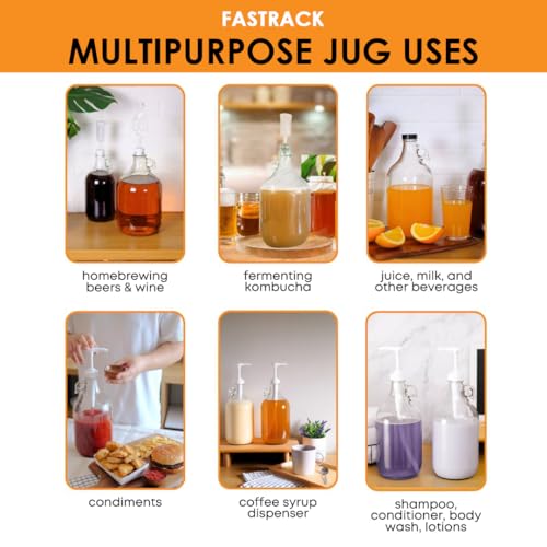 Amber Glass Growler Jugs 64oz with Polyseal Caps 2 Pack