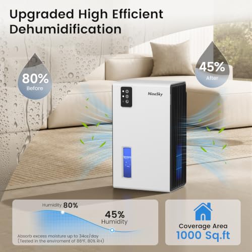 Home Dehumidifier 95oz Water Tank Quiet Small Moisture Absorber