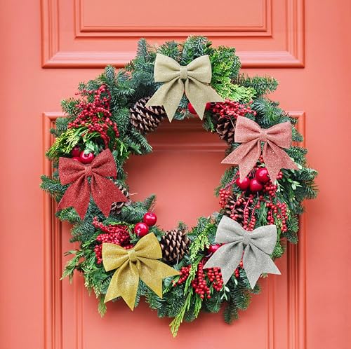 Prudance 10" Glitter Bow Set - 5 Color Christmas & Event Decor Bows