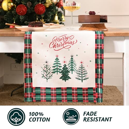 Folkulture Christmas Table Runner 14 x 108 Inches Red & White Holiday Decor