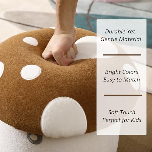 Kids Mushroom Storage Ottoman - Plush Childrens Chair & Footstool