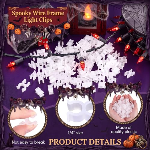 White Wire Frame Christmas Light Clips 1/4 inch, 500 Pcs - Reusable Holiday Decor