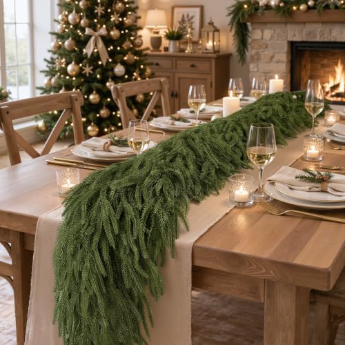 6FT Norfolk Pine Garland Set - 2 Pieces Real Touch Holiday Decor