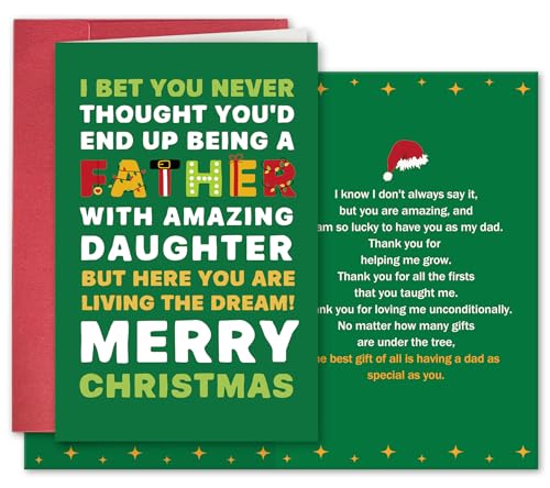 Father Christmas Card from Daughter - Funny Sarcastic Xmas Card for Dad (Variation: Father) - 8 x 5.3in