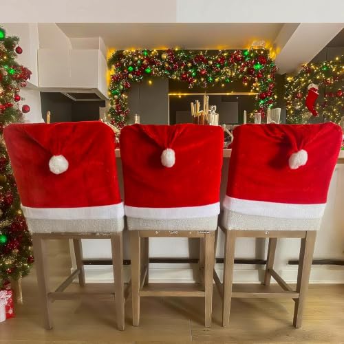 BIETYONE Christmas Chair Covers Set - Holiday Stretch Fit Dining Slipcovers, 4 Pieces
