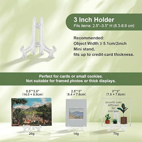 3-Inch Clear Plastic Easel Stands for Pictures, Plates, and Cards - 12 Pack