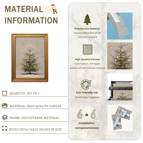 MUWAK Lighted Christmas Tree Wall Decor 16x12in Framed Canvas Christmas Wall Art