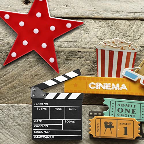Movie Night Party Decorations: LED Marquee Star Sign and Wood Clapper Board