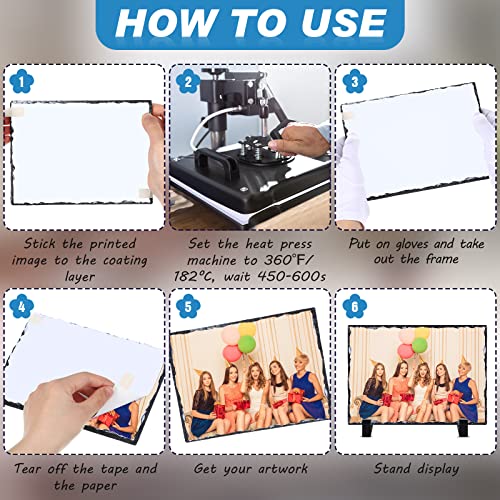 Gersoniel 6 Pack Sublimation Slate Photo Frames 5.9x7.9 Inch with Stands