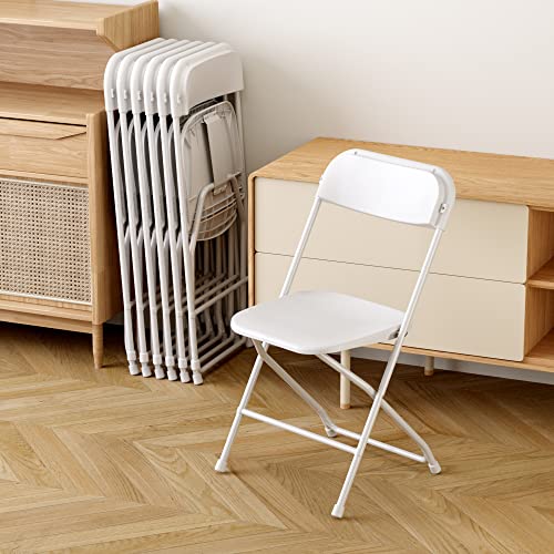 10-Pack Folding Chairs, 300lb Capacity Portable Plastic Chair with Steel Frame