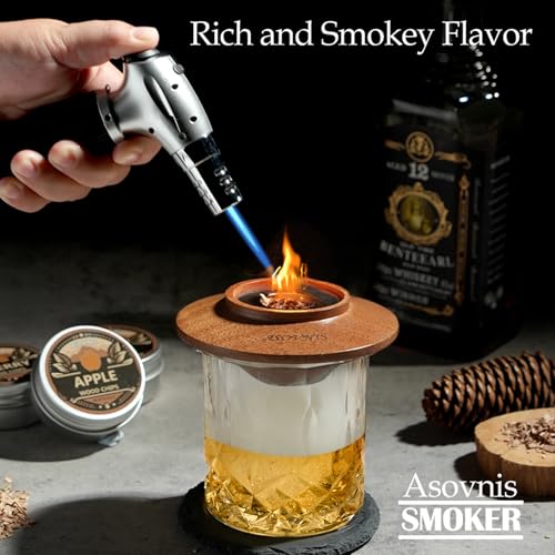 Dark Brown Whiskey Smoker Kit with Torch - Cocktail & Bourbon Gift Set