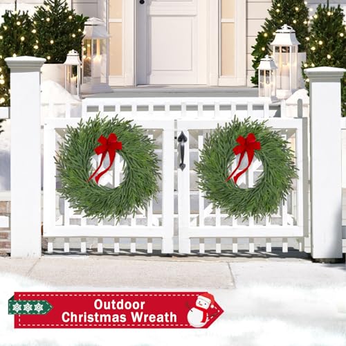 26-Inch Artificial Pine and Cedar Christmas Wreath for Front Door Decor