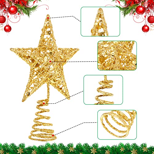 Blulu Gold 6 Inch Star Tree Topper – Glitter Christmas Treetop