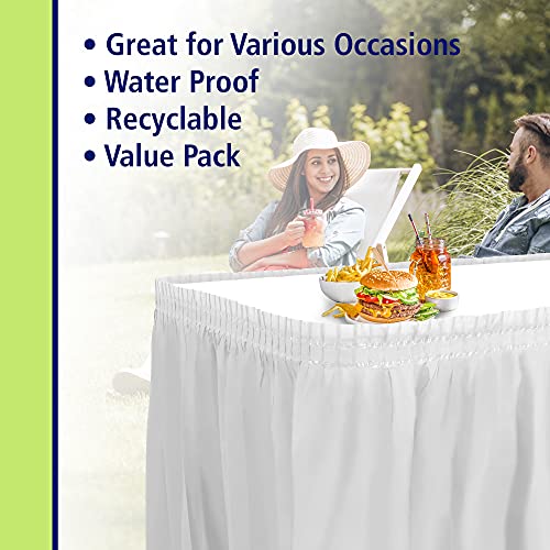 White Plastic Table Skirt - 29-Inch x 14-Foot - 6 Pack for Events