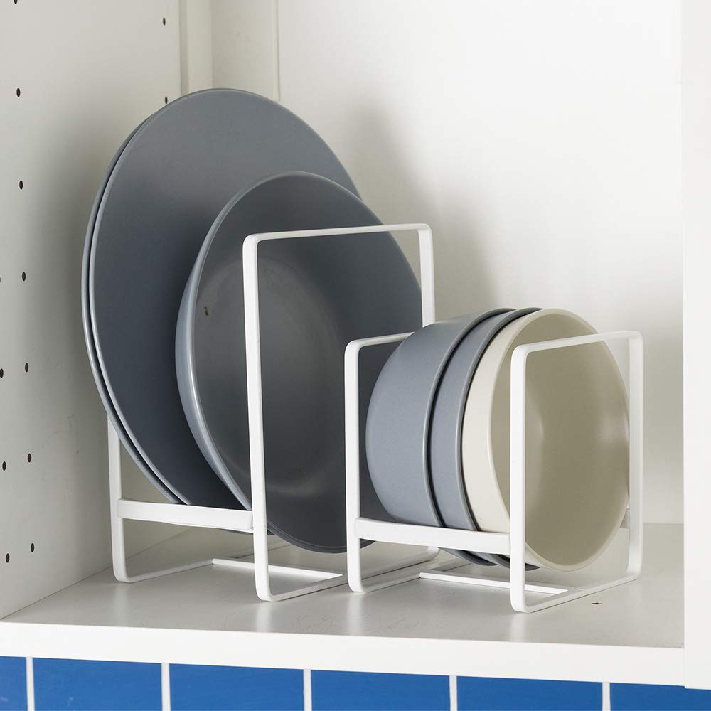 ORZ Organizer for Cabinet, Set of 2 Plate Holders Metal Plate Storage Rack for Counter-top and Cupboard
