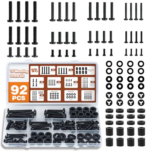 92-Piece TV Wall Mount Hardware Kit, Universal M4 M5 M6 M8 Screw Set