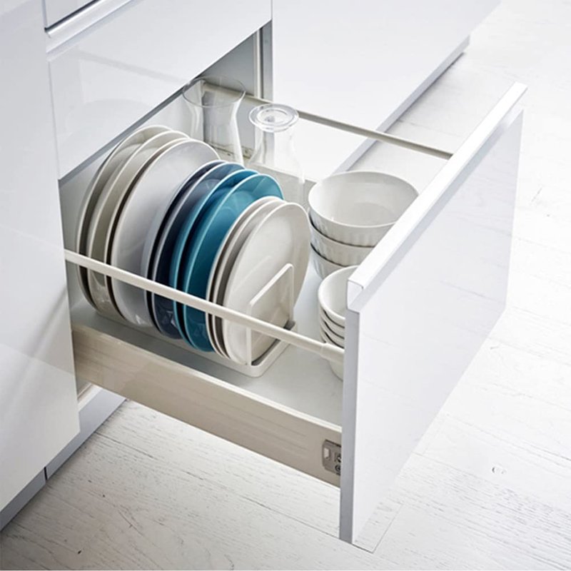 MINGFANITY Plate Home Accented Storage Rack, Plate Holders Organizer, Metal Dish Storage Dying Display Rack for Cabinet, Counter and Cupboard, White