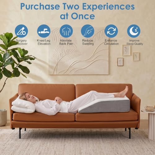 Dual Layer Memory Foam Leg Elevation Pillow with Washable Cover