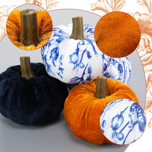 12-Piece Velvet Fabric Pumpkin Set for Fall Thanksgiving Table Decor