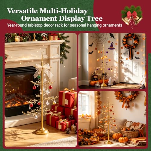 Gold 4-Tier Ornament Display Tree - Tabletop Metal Christmas Stand by XUEMEKO