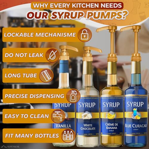 Coffee Syrup Dispenser Pump 4-Pack for 750ml (25.4 oz) Bottles - 0.3 oz Press