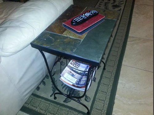 Zhongma End Table with Magazine Rack with Slate Table Top, Solid Real Stone, Side Table, Accent Table