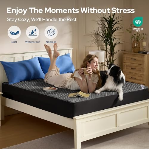 BEDLORE Queen Waterproof Mattress Protector - Deep Pocket Noiseless Bed Cover